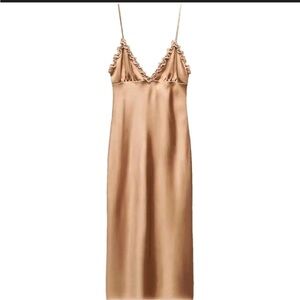 Zara Elegant Tan Sleeveless Dress